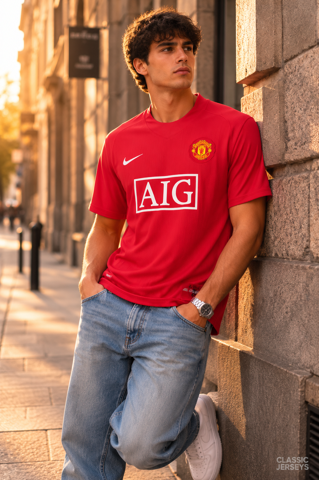 Manchester United Retro Home Premier League Soccer Jersey 2007–2008
