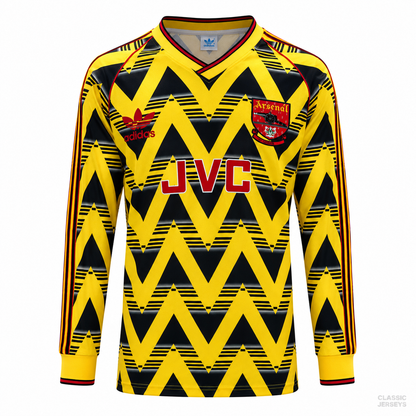 Arsenal Retro Away Yellow Long Sleeve Soccer Jersey 1991–1993