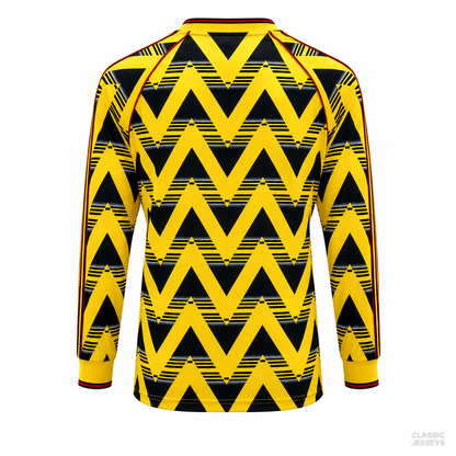 Arsenal Retro Away Yellow Long Sleeve Soccer Jersey 1991–1993