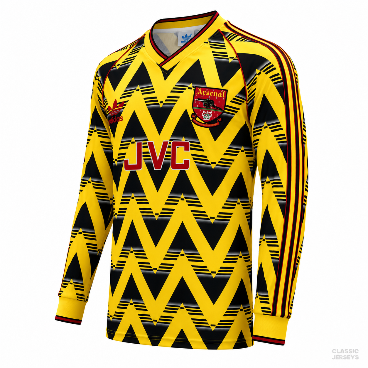 Arsenal Retro Away Yellow Long Sleeve Soccer Jersey 1991–1993