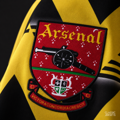 Arsenal Retro Away Yellow Long Sleeve Soccer Jersey 1991–1993