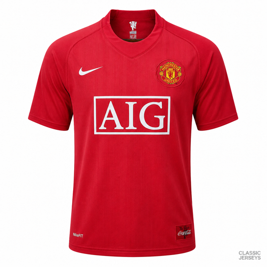 Manchester United Retro Home Premier League Soccer Jersey 2007–2008