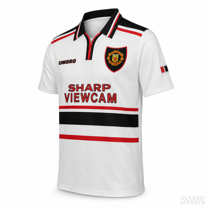 Manchester United Retro White Soccer Jersey 1997–1999