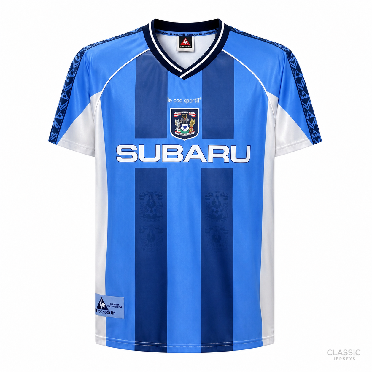 Coventry City Retro Sky Blue & Navy Stripe Home Soccer Jersey 1995–1997