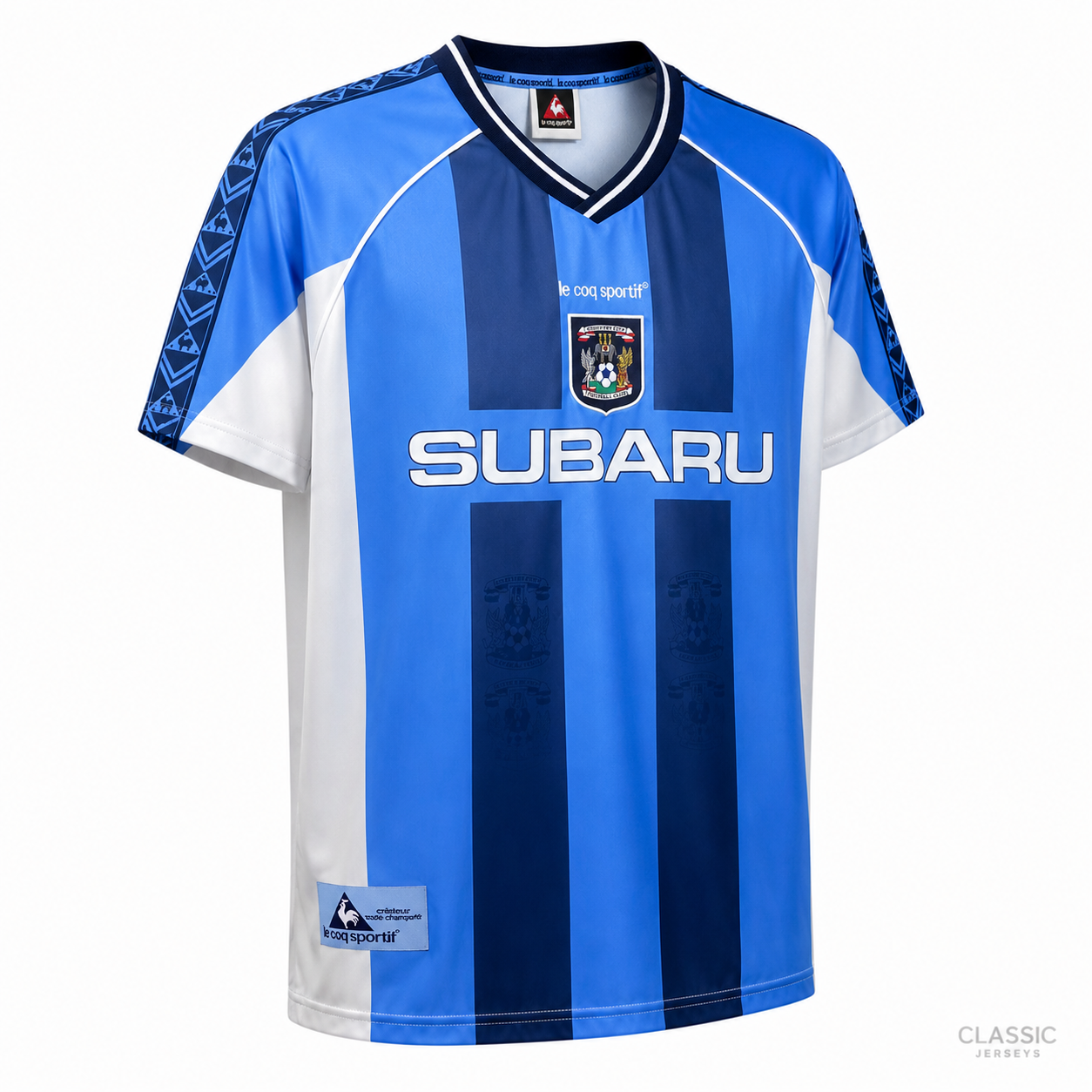 Coventry City Retro Sky Blue & Navy Stripe Home Soccer Jersey 1995–1997