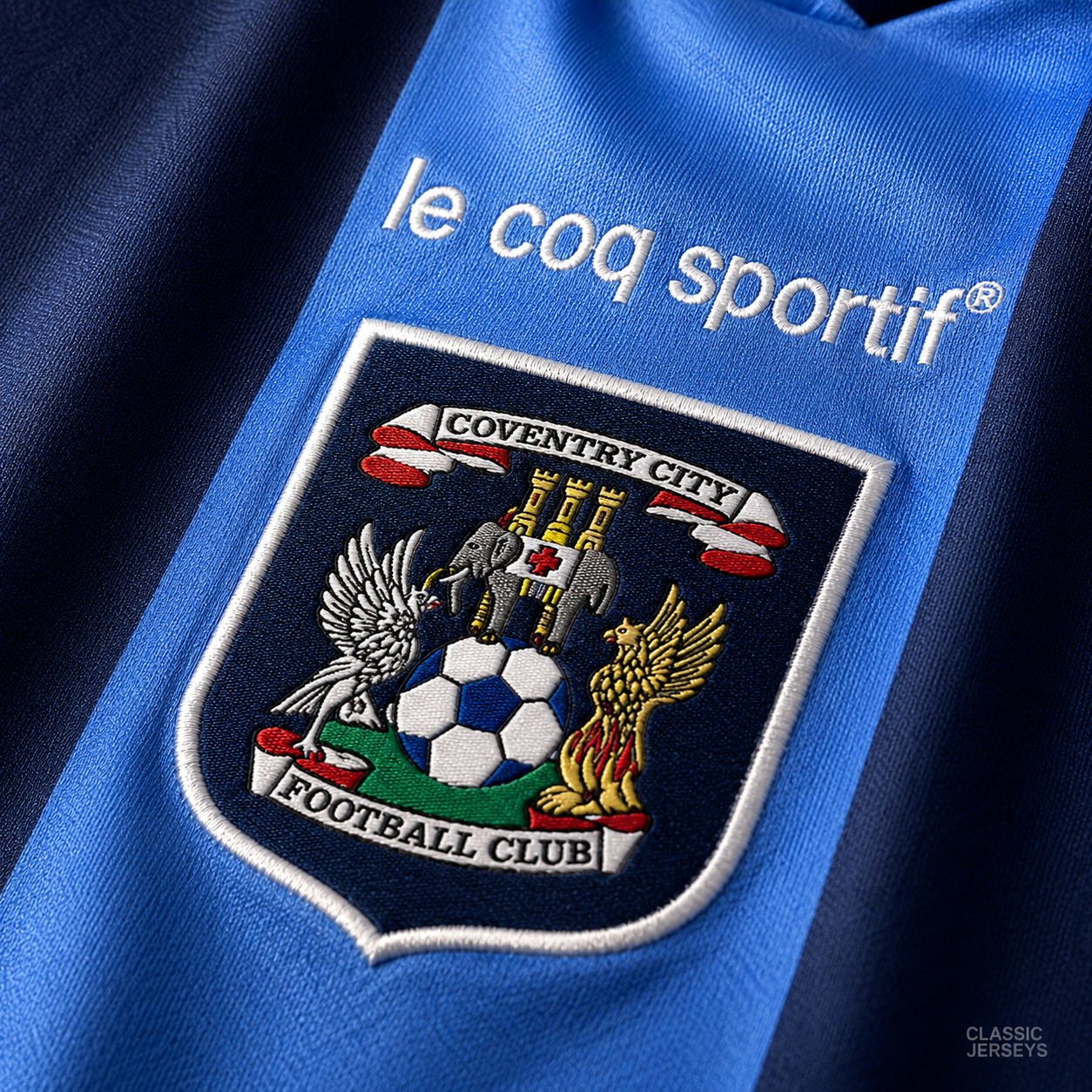 Coventry City Retro Sky Blue & Navy Stripe Home Soccer Jersey 1995–1997