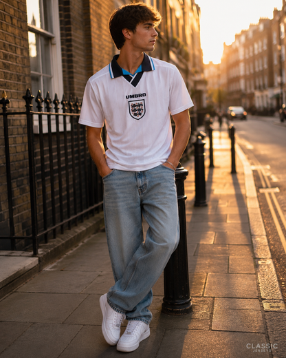 England Retro Home Soccer Jersey 1996
