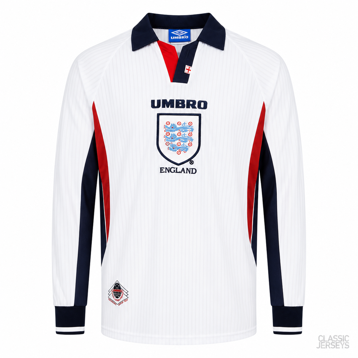 England Retro Long Sleeve Home Soccer Jersey 1998