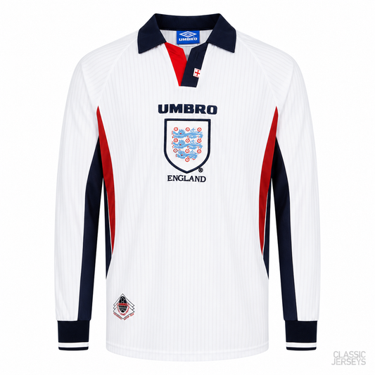England Retro Long Sleeve Home Soccer Jersey 1998
