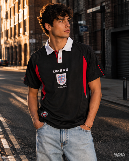 Retro 97-99 England Black & Red Away Jersey
